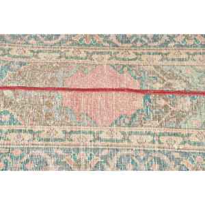 2x8.3 ft Vintage <b>Runner</b> Rug, Green <b>Red</b> Turkish Striped Wool Rug - Product Image 4