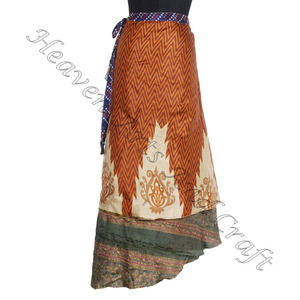 Faldas de seda Sari, falda envolvente mágica/falda envolvente de seda/Vestido Sari Reversible, falda larga envolvente de seda mágica Reversible de 2 capas - Product Image 2