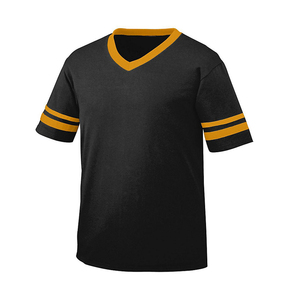 Camisetas de fútbol americano juvenil bordadas a rayas de manga holgada de secado rápido de poliéster personalizables para equipos escolares - Product Image 1
