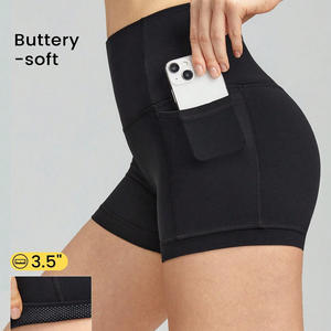 Short de yoga avec logo personnalisé pour femme Short de compression taille haute pour la course à pied Short de sport à séchage rapide - Product Image 5