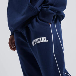 Survêtement d'hiver deux pièces de haute qualité pour hommes, tissu polaire de couleur unie, logo personnalisable, nouveauté, pantalon de survêtement imprimé décontracté - Product Image 2