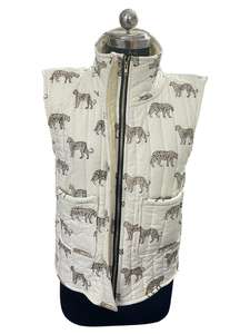 Chaqueta de invierno informal para mujer acolchada hecha a mano, tela tejida con estampado de tigre bohemio, ropa de abrigo lavada con cierre de gancho - Product Image 2