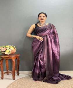 Saree sari NOUVELLE TENDANCE CORDING SÉQUENCE SAREE UNIQUE TENUE MODE BRODÉ TRAVAIL SAREES SUR ORGANZA AVEC CHEMISIER LOURD - Product Image 2