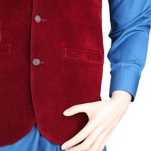 เสื้อกั๊กกำมะหยี่ผู้ชาย Chase Value สีแดงเลือดหมู ไซส์ 34 - Product Image 5