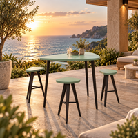 Ensemble de comptoir de bar extérieur en acier inoxydable durable, tabourets de bar pour hôtel, resort, piscine, mobilier de bar commercial personnalisé