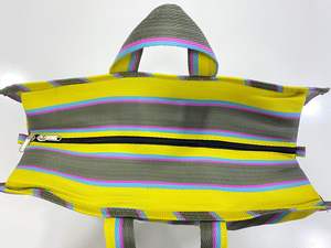 Sacs de courses en nylon recyclé et en PP tissés à rayures, tissés à la main, fabriqués en Inde, sacs écologiques, sacs de marché, sacs en gros - Product Image 4