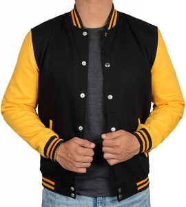 Custom <b>Men's</b> Luxury Black Varsity <b>Jacket</b> with Sleeve <b>Letters</b> Premium Leather CollegeBaseballjacket for <b>men</b> - Product Image 6