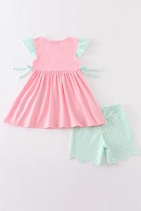 Adorable Pink Beach Puppy Embroidery 2-Piece Spandex/Cotton Girl <b>Set</b> Comfortable Summer Outfit for Toddlers Vacations Everyday - Product Image 6