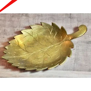 Plato de servicio con acabado dorado de diseño de hoja de alta calidad para restaurante - Product Image 5