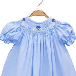 Vestido de manga corta bordado a mano, ropa personalizada para niños y niñas, OEM, ODM, venta al por mayor - Product Image 2