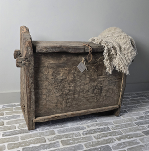 Old Weathered Wooden Himalayan Chest Handcrafted Rustic Reclaimed Timber Storage Trunk with Vintage Mountain Style Design - Product Image 2