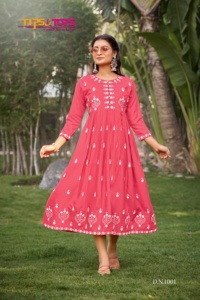 Womens Latest Design Rayon Slub 16 Kg Cotton Thread Embroidery Work <b>Kurti</b> for Women Available at Affordable Price - Product Image 6
