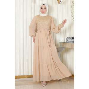 Robe décontractée non tissée, taille empire, style ligne A, détail volanté, simple, taille XL, longueur midi, 100% coton, Mega Merchant - Product Image 1