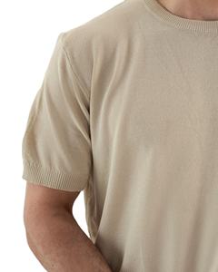 Camiseta de Punto Básica para Hombre, Corte Regular, Color Beige, Manga Corta, Estilo Minimalista, Informal Elegante, Esencial - Product Image 6