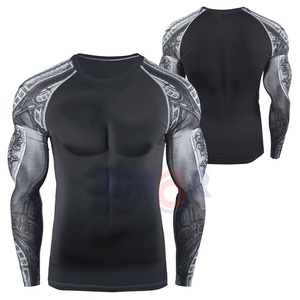 High Quality Breathable Long Sleeve <b>Compression</b> Gym <b>Shirt</b> for Men Hot Trending Rash Guard with <b>Custom</b> Logo Plain Fabric <b>Design</b> - Product Image 1