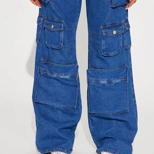 2025 New Design 100% Cotton Denim Trousers <b>Women</b> Acid Washed Oversized <b>Jeans</b> High Custom Logo Fashionable Flared Casual Sport - Product Image 3