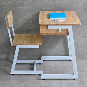 Ensemble bureau et chaise d'étudiant BGHS006 avec pieds en fer confortables en forme de C, mobilier scolaire en bois et métal - Product Image 4