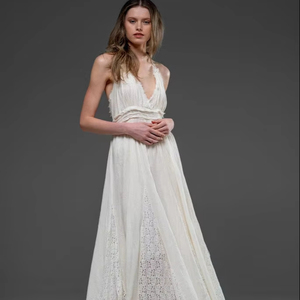 ชุดเดรสยาวแบบลำลองคอวีแขนกุดผูกเนคไทสีสะท้อนแสงชุดเดรสยาวสำหรับฤดูร้อน - Product Image 1