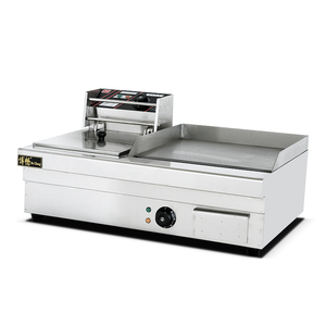 Thương Mại Tất Cả Các Phẳng Thép Không Gỉ Bảng Top Không Dính Burger Nấu Ăn Tấm Vỉ Nướng Tấm Phẳng Điện Vỉ Nướng Với Nồi Chiên - Product Image 2