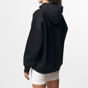 เสื้อฮู้ดสวมหัวผ้าคอตตอนโพลีเอสเตอร์สีดำสำหรับผู้ชายผู้หญิงเสื้อมีฮู้ดหนาทรงโอเวอร์ไซส์ - Product Image 3