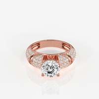 Anillos de Moissanita con Corte Portugués en Plata de Ley con Baño de Rodio y Engaste Pavé, Joyería Elegante y con Estilo