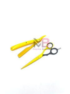 Fait sur mesure 2 pièces utilisation manuelle outils de barbier ciseaux amincissants en acier inoxydable rasoirs de barbier poignées en acier inoxydable commandes en gros - Product Image 3