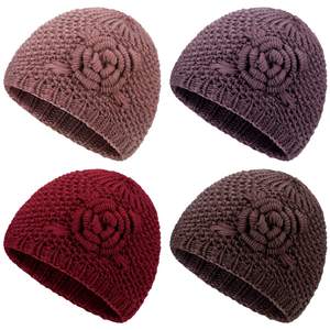 Gorro de Punto Unisex con Diseño de Rosas, Gorro de Invierno Cálido, Suave, Elástico, Cómodo, Informal, Elegante, para Clima Frío, Gorro de Fiesta, Proveedor - Product Image 1