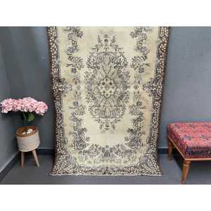 Tapis turc vintage 3,9x6,8 pieds, tapis persan brun - Product Image 1