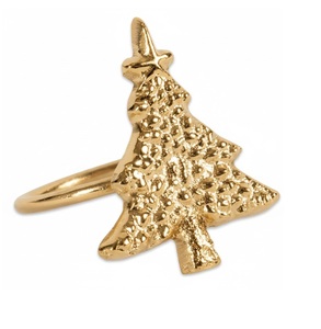 Nouvel anneau de serviette en métal, design feuille sacrée, plaqué or, anneau de serviette de Noël en métal, prix de gros, anneau de serviette de table de Noël - Product Image 2