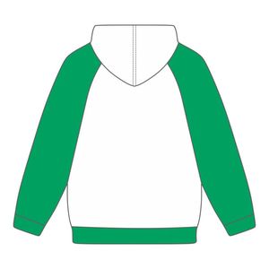 Il link ha incorporato felpa con cappuccio bianco con maniche Raglan verdi nero civico e professionale organizzazione di abbigliamento personalizzato - Product Image 3