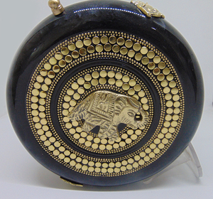 Hot product gold Resin Acrylic Round Box <b>Clutch</b> & Purse Elephant Metallic black Brass - Product Image 2