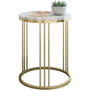 Cadre en métal plaqué or et dessus en marbre Table d'appoint basse au design moderne pour votre salon ou votre salon - Product Image 1