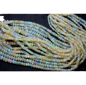 Perles rondes en opale éthiopienne, naturelles, multicolores, 16 pouces, avion lisse, prix de gros - Product Image 1
