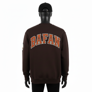 Sudadera de Hombre, Algodón Premium, Felpa, 330 GSM, Cuello Redondo Marrón Liso, con Logotipo de Chenilla Personalizado, Sudaderas Básicas - Product Image 6