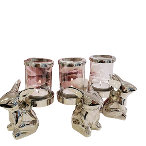 Base Antler Forme Design Bougeoir Argent Plaqué Aluminium Métal Éclairage Maison Décoration Lot de 2 Bougeoirs - Product Image 3