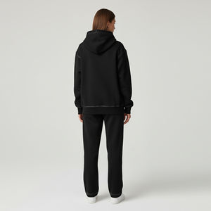 Ensemble de survêtement épais en coton lourd personnalisé, molleton français, surpiqûres contrastées, sweat-shirt pour femme - Product Image 4