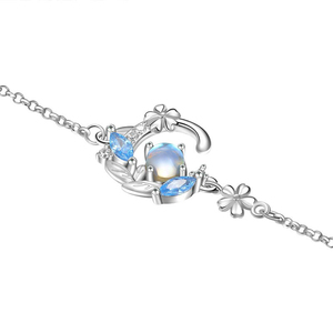Pulsera de Plata de Ley con Cristal de Piedra Lunar y Diseño de Flor de Fantasía Jeulia - Product Image 3