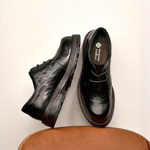 Chaussures Oxford en cuir de vachette pleine fleur avec talon amorti et design antidérapant, chaussures habillées pour hommes, chaussures en cuir - Product Image 4