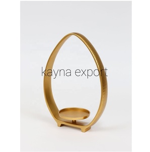 Fancy Oval Shape Hammered Gold Metal Candle Stand Handmade Wedding <b>Decoration</b> Metal <b>Jars</b> for Home <b>Decor</b> - Product Image 6