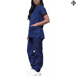 2025 coton tissé femmes à manches courtes infirmières hôpital gommages costume en gros soins infirmiers gommage ensembles y compris hauts et uniformes - Product Image 4