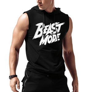 Wholesale Male Sleeveless Workout Sports Wear Hoodies Fitness Men's <b>Gym</b> Hoodies Blank Cotton Casual sleeveless <b>Hoodie</b> Plus Size - Product Image 2
