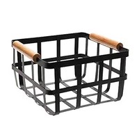 Panier en maille écologique avec poignée en bois, design moderne en fil métallique, rangement de cuisine polyvalent pour paniers à fruits