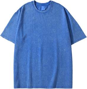 Sanzaf Unisex Vintage Camiseta de manga corta de calidad Premium 100% algodón azul de gran tamaño Fit hombres mujeres último diseño hecho Sialkot - Product Image 1