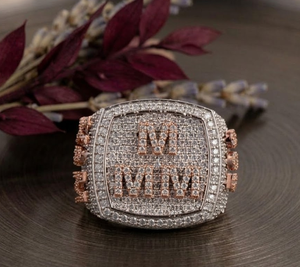 Hip Hop Custom Letter Round Cut VVS Moissanite Diamond Iced Out 925 Sterling Silver Luxury Bling <b>Statement</b> <b>Ring</b> For Unisex Wear - Product Image 1
