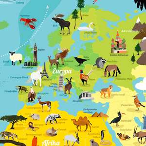 แผนที่โลกสำหรับเด็กขนาด XXL โปสเตอร์ขนาดใหญ่ แผนที่ติดผนังสีสันสดใส - Product Image 3