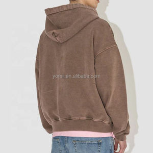 YOUMI 100% coton lavé à l'acide en détresse pull à capuche pull hommes Crop Boxy français éponge à capuche de haute qualité - Product Image 2
