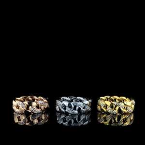 Anillo de enlace cubano Hiphop 10K/14K VVS Moissanite Anillo de moissanita incoloro de corte redondo brillante - Product Image 4