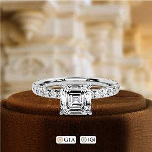 Diamant certifié IGI, diamant taille Asscher 1 carat, bague de fiançailles en diamant de laboratoire, bague de mariage en or blanc 14 carats massif - Product Image 2