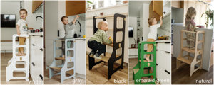<span class=keywords><strong>Tour</strong></span> d'apprentissage et table pliable <span class=keywords><strong>2</strong></span>-en-<span class=keywords><strong>1</strong></span> Montessori TOP pour tout-petits avec tableau noir, transformable en aide de cuisine - Product Image 6