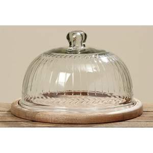 Plato para servir de madera maciza de alta calidad con cúpula de cristal para aperitivos gourmet, tartas y dulces - Product Image 3